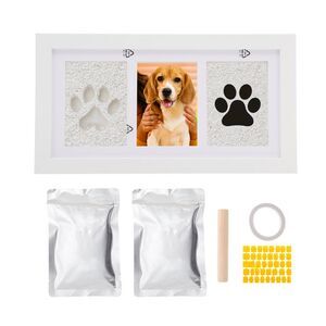 Paw Print Kit for Dogs Keepsake Memory Clay Kit with Frame and Accessories White